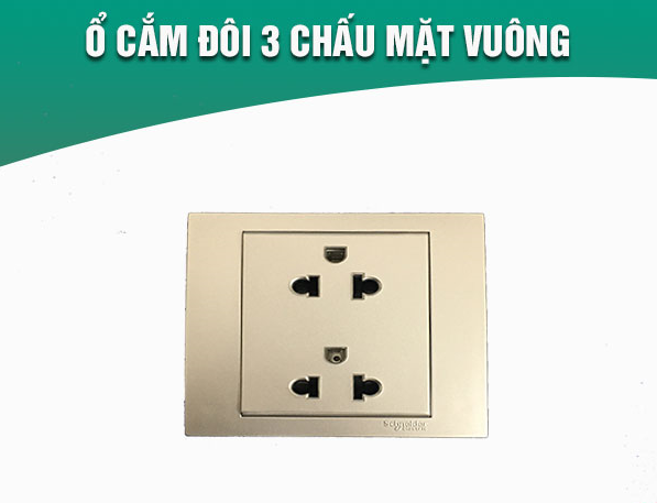 Ổ cắm đôi 3 chấu , màu xám Vivace KB426UES2_AS_G19